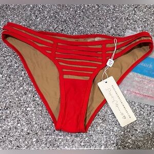 NWT Beach Bunny Hard Summer Red Bikini Bottom Size M